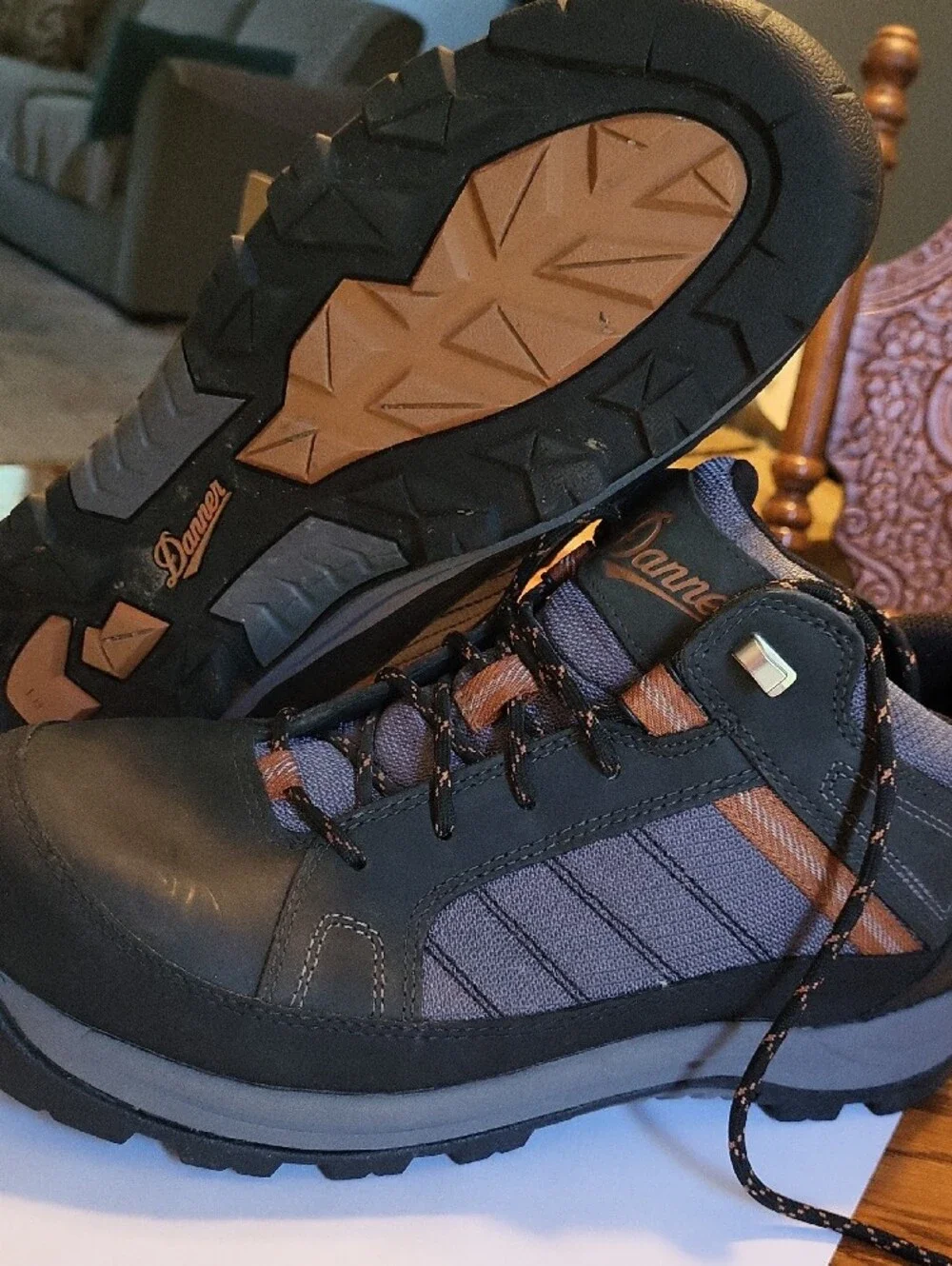 Danner Men’s Black and Brown Lace-Up Hiking Boots